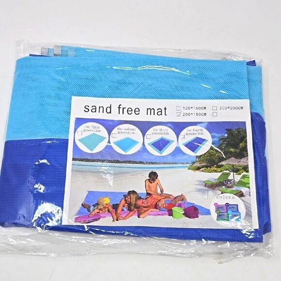 Oversized Sand-Free Beach Mat Blanket Blue 79" × 59" - Picture 1 of 1